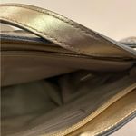 Bags by Marlo Gold and Brown Woven Crossbody Bag with Adjustable Strap Photo 4