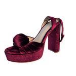 Antonio Melani x Nicola Bathie Emilia Velvet Burgundy Platform Sandals 9M Photo 6