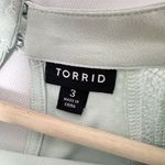 Torrid  Top Womens 3X Green Studio Crepe Jersey Mock Neck Lace Flutter Romantic Photo 4