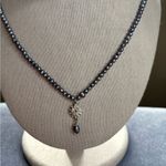 Vintage Sterling Silver Black Pearl Flower Pendant Necklace 925 AK Stamp Photo 5