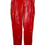ZARA Women’s Red Faux Leather Pants – Size Small Photo 0