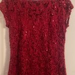 MARINA Red Sequin Embellished Sheath Mini Dress M Party Formal Cocktail Wedding Size M Photo 2