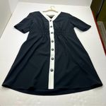 Ming Wang  Black White Button Front Dress‎ Womens Size Medium Short Sleeve Photo 0