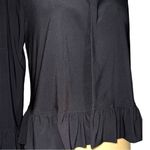 Roz & Ali  cute black jacket open front with cute ruffled hem and sleeves Photo 2