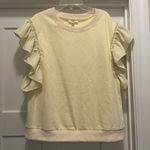 Cream Ruffle Cap Sleeve Knit Blouse Top Women Size XL Minimalist Preppy Whimsy Photo 0