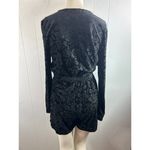 Saylor  Black Velvet Floral Pattern Burnout Shorts Romper. Long Sleeves. Size M Photo 2