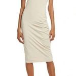 Treasure & Bond NWT Beige Oatmeal Ruched Short Sleeve T-Shirt Dress Midi New Photo 0