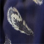White House | Black Market NWT Skyfall Feather Silk Blend Top Navy Silver Medium Photo 4