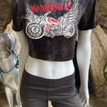 Windsor NEW  Motorcycles Crop Tie Back Tie Dye Short Sleeve Shirt Women's Size XS Photo 0