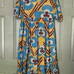 Oliphant Midi Dress with Puff Sleeves and Floral Pattern Patola Mustard Yellow Photo 1