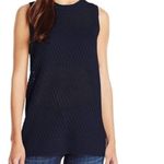 Vince  Coastal Cotton Mesh Knit Sleeveless Sweater in Navy Size S Photo 4