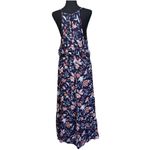 Old Navy  Halter Maxi Dress Womans Large Blue Sleeveless Floral Vacation Cottage Photo 1