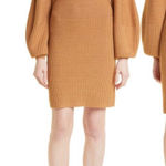 STAUD NEW  Women's Small Marylebone Long Sleeve Sweater Mini Dress Camel Brown Photo 0