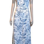 Cider  White and Blue Patterned Short Sleeve Dress Photo 0