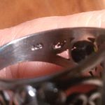 Shungite Multi Gemstone Mother of Pearl Sterling Silver Cocktail Ring (Size 7) Photo 4