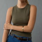 American Eagle  Olive Green High Neck Ribbed Cropped Tank size XS Photo 0