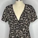 SheIn Floral Short Sleeve Dress with Ruffle Hem- Black and White- Size Medium Photo 1