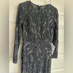 Mac Duggal  | 5124 Beaded‎ Long Sleeve  Evening Gown Charcoal Sequin Size 4 NWT Photo 4