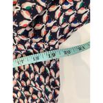 JCP Geometric Bird Print 3/4 Sleeve Casual Button Down Shirt Silk Blend EUC Sz M Blue Size M Photo 10