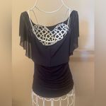 Garage Off-The-Shoulder Strapless Crop Top with Sheer Ruffle, Black, Size M Photo 3