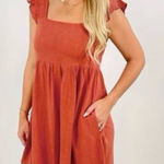 Princess Polly Ruffle strap terracotta orange red babydoll tiered mini dress Photo 0