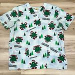 Vintage Little Miss Mr. Christmas Scrub Top Women’s Medium White Photo 0