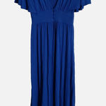 Forever 21  Size Small Low V-neck flutter short sleeve blue maxi dress NWT Photo 0