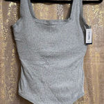 GapBody Heather Gray Cotton Ribbed Thong Bodysuit Large NWT Photo 0