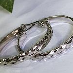 Silver Stainless Steel 1" Hoop Earrings New Photo 1