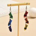 Cute Personality Color Crayon Pendant Wooden Dangle‎ Earrings Light Weight Green Photo 9