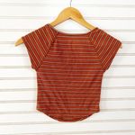 Arizona Jeans Arizona Burnt Orange Striped Shirt Sleeve Top Photo 2