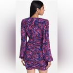 REBECCA VALLANCE Cherry Bomb Floral Print Shirred Long Sleeve Mini Dress 2 NWOT Purple Photo 3