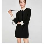 ZARA Black and White mini Dress with contrasting white ribbons too size large Photo 1