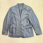 Ralph Lauren  Leather Snakeskin Embossed Textured Black Blazer Jacket Large Photo 0