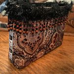 NWT Vintage Satin Leather Bohemian Purse with Beads, Studs & Sparkle (Rare) Black Photo 0