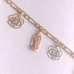 Gold Filled Tricolor Virgin Mary Roses Charm Bracelet Photo 2