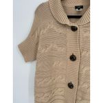 Talbots  Sweater Tan Chunky Cable Knit Cardigan Short Sleeve Fisherman Size LP Photo 1