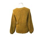 Ann Taylor Wool blend Knit Sweater Bubble Sleeve Wool Blend Ribbed Mustard Yello Photo 3
