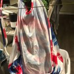 Red, White & Blue Tie Die Tie Top Red Size M Photo 1