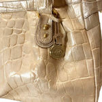Brahmin Croc Embossed Leather Satchel Dual Handle Zipper Closure Cream Handbag Photo 6