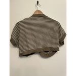 Vintage Mexx Cropped Short Sleeve Cardigan Women Medium Stripe Olive Green White Photo 1