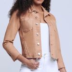 L'Agence  Janelle Raw Cropped Blush Pink Denim Jacket size small Photo 0