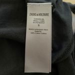 Zadig & Voltaire Women’s Tunisien Skull Strass Beaded Henley Black Cotton Top Photo 8