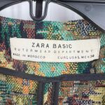 ZARA  Open Front Jacket Jacquard Green Multicolored Size Large Photo 6