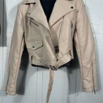 Azalea Wang Women’s Beige Faux Leather Moto Jacket Size Medium NWT Photo 4