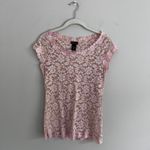 Y2K BABY PINK‎ MODA INTERNATIONAL SHEER LACE FLORAL TOP Pink Size M Photo 1