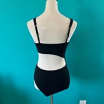 Shade & Shore  Black Ribbed Cut Out One Piece Swimsuit Beach Surfing Paddle Sz M Photo 3