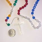 Vintage Colorful Beaded Crucifix Prayer Beads Necklace Photo 2