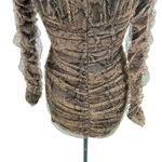ZARA  Dress Draped‎ Tulle Mini Long Sleeve in Snakeskin Brown Size Small Photo 8