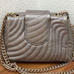 Henri Bendel  Metallic Silver Pewter Quilted Chain Flap Shoulder Crossbody Bag Photo 5